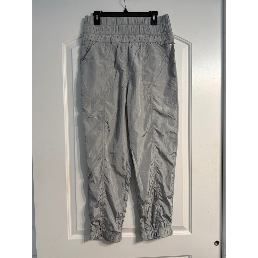Free People Movement Joggers Medium Silver Metallic Cargo Pants Athleisure Shiny